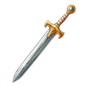 golden sword with blue gem clip art preview