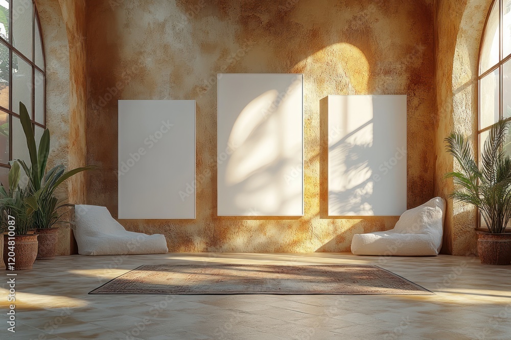 Poster mockup of three vertical white paper sheets a4 a5 a6 for letters invitations greeting cards