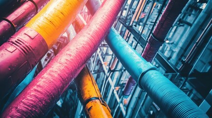 digital network cables flat design top view industrial theme water color Complementary Color Scheme