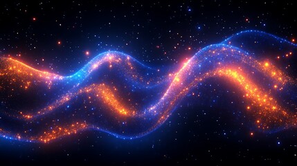 Obraz premium Glowing Cosmic Waves of Blue and Orange Particles