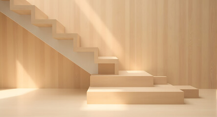 Modern Wooden Staircase and Platform Display