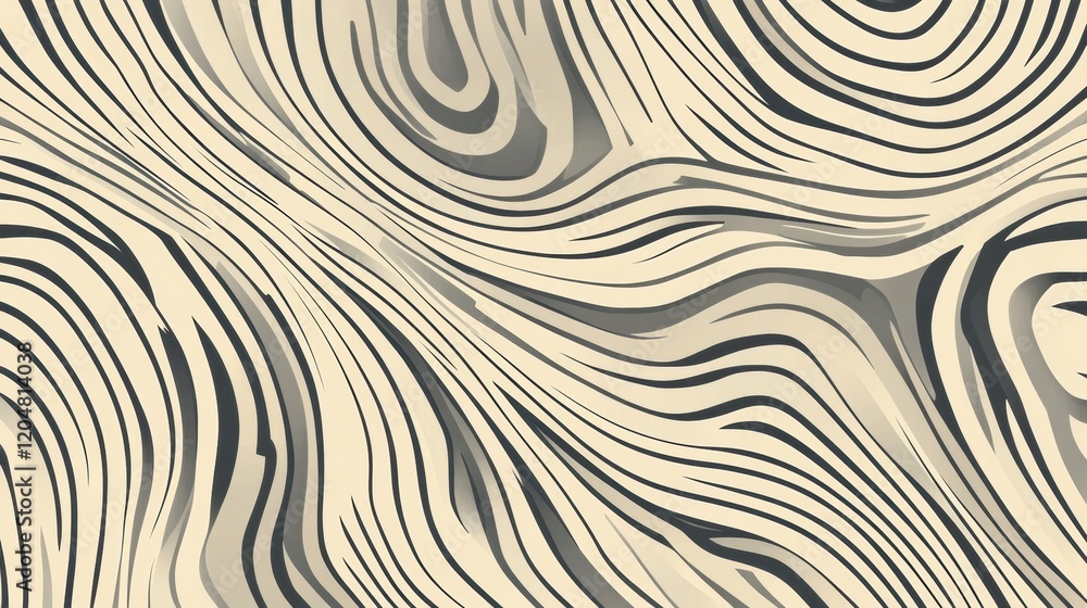 Leinwandbilder Swirling wave pattern in neutral tones creating a fluid organic design of flowing lines and textures. Generative AI