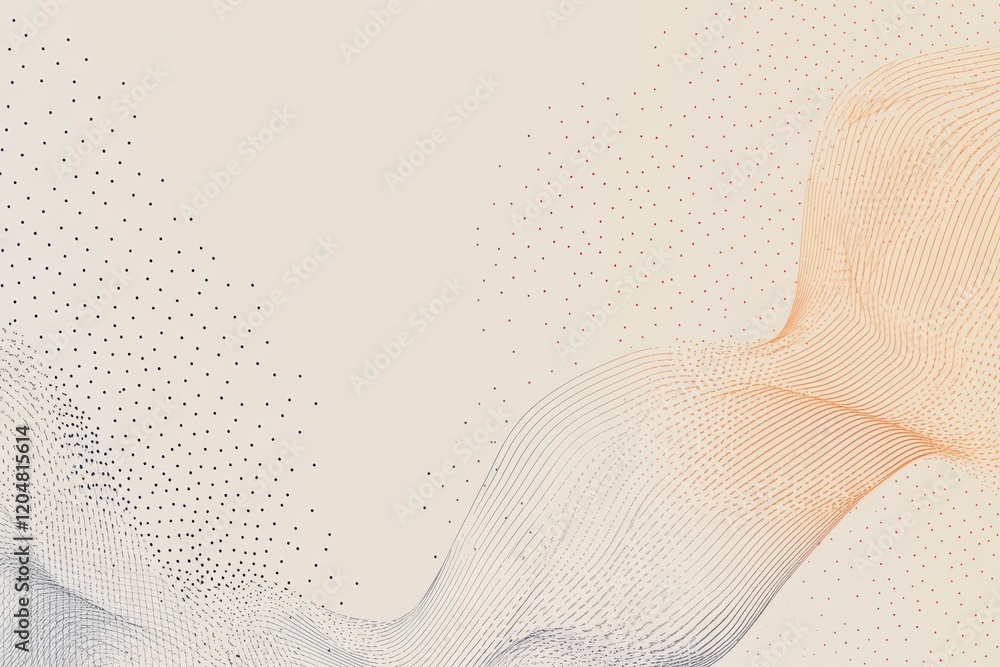 Poster Abstract digital background with flowing lines and dotted patterns in soft pastel colors for modern designs. Generative AI