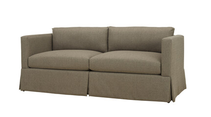 A modern armchair with wooden legs + clipping path. The chair is isolated on a white background. Furniture, interior object, sofa chair.