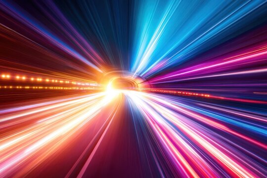 Tunnel exit illuminated with a blurred speeding car