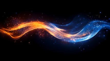 Obraz premium Glowing Orange and Blue Waves of Light Energy
