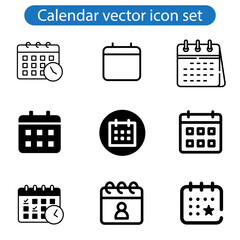 Callendar vector art icon set. Calendar planner icon collection. Reminder organizer event signs. Calendar notification icon. Business plan schedule. Stock vector.
