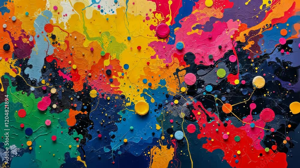 Aufkleber vibrant abstract paint explosion over canvas capturing dynamic colorful movement