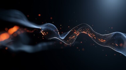 Dynamic 3D visualization of data streams representing financial performance and market dynamics in a futuristic tech background.