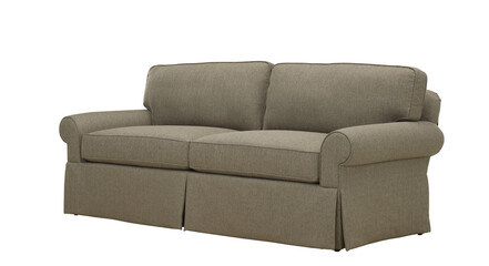 A modern armchair with wooden legs + clipping path. The chair is isolated on a white background. Furniture, interior object, sofa chair.