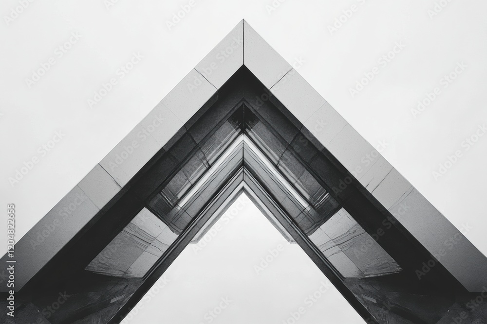 Poster Modern architectural design featuring sharp angles and reflective surfaces in an urban environment. Generative AI