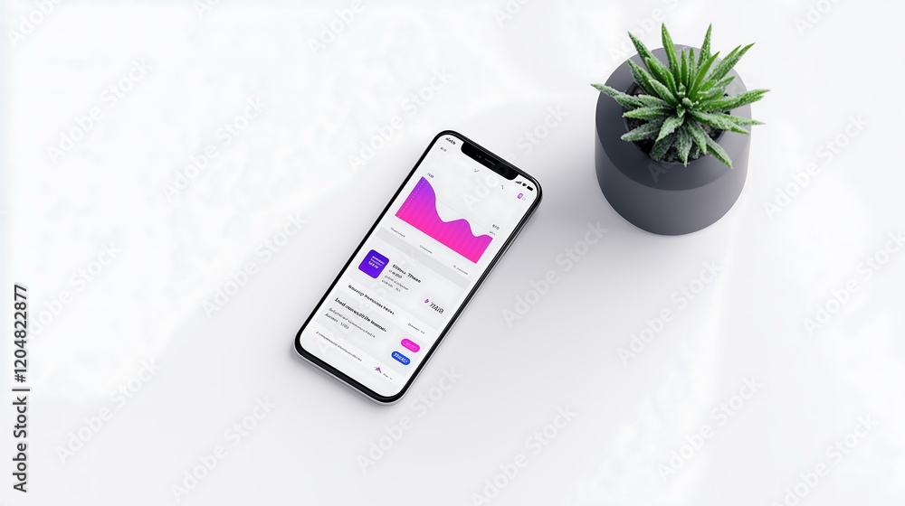 Poster smartphone interface displaying a clean and intuitive app for tracking business expenses and revenue