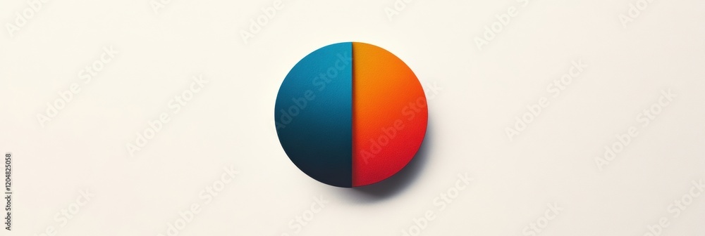Aufkleber colorful split circle design with contrasting blue and orange halves placed on a light background. g