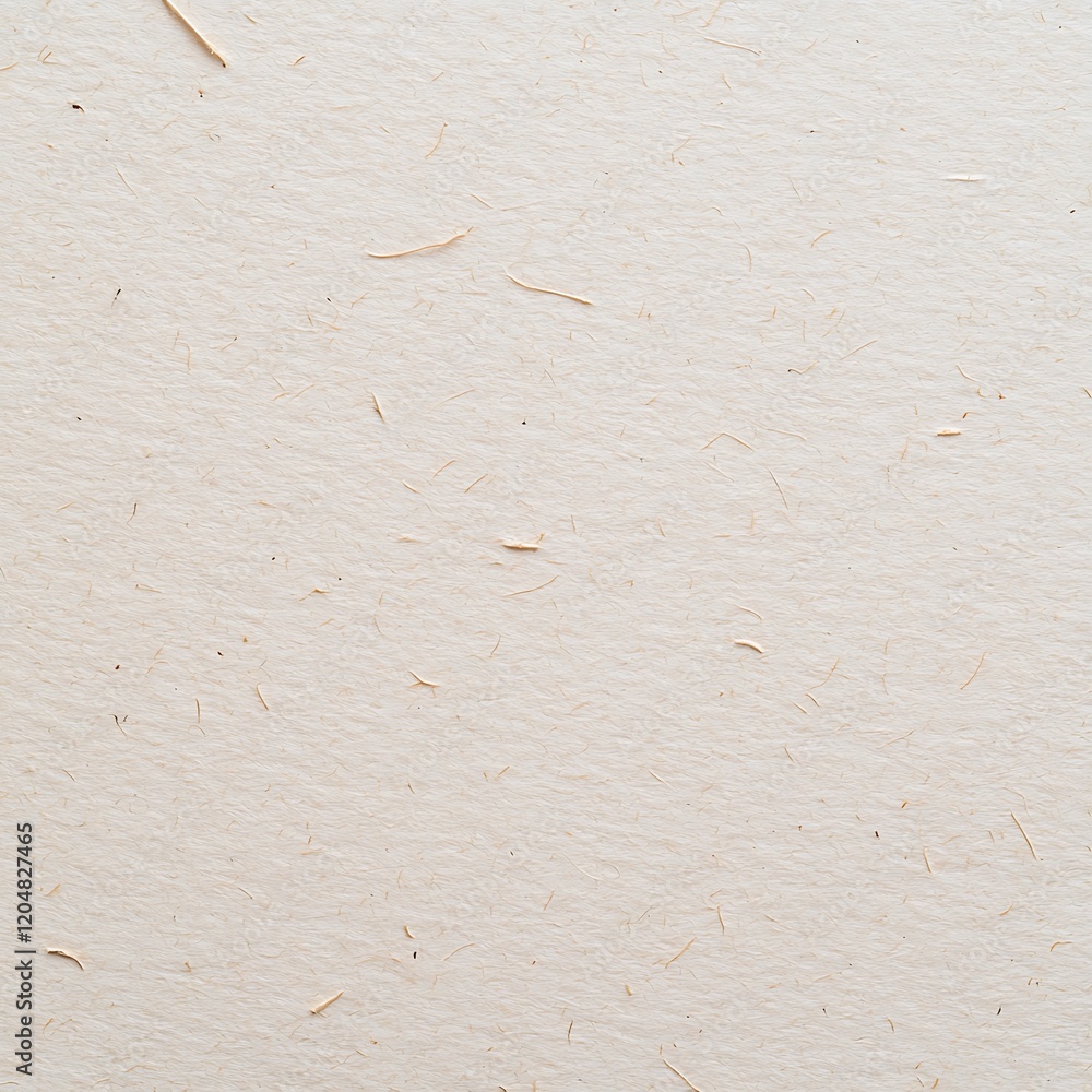 Poster a close-up view of textured paper featuring a light beige color with small flecks and fibers, creati
