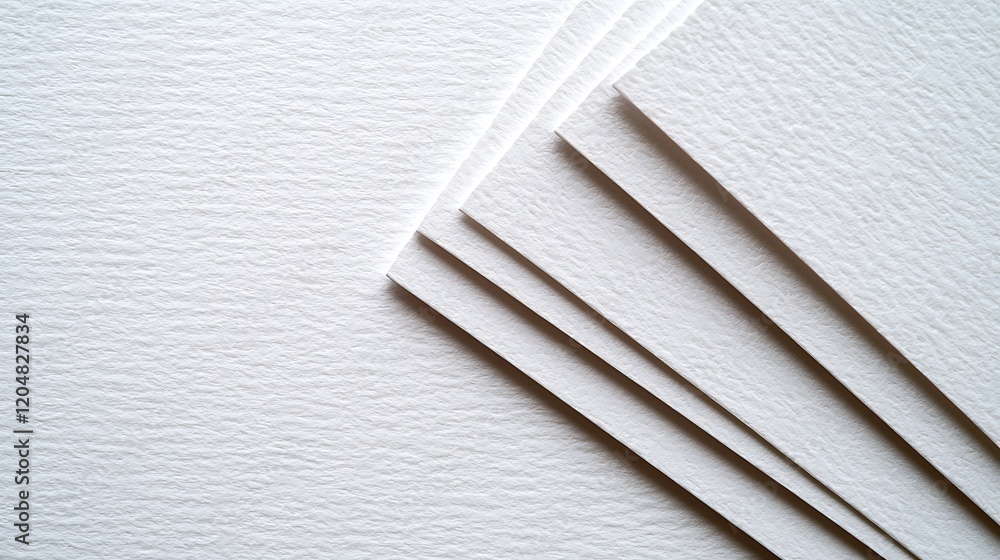 Poster A close-up view of textured, blank sheets of paper stacked neatly, showcasing their subtle variations and clean edges.