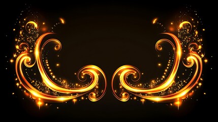 Fototapeta premium Golden swirling light design with sparkles and flares