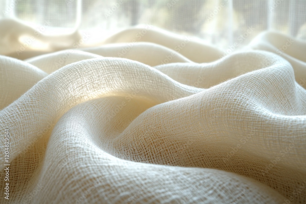 Poster abstract close-up of warm gray textured fabric with diagonal lines and dotted pattern