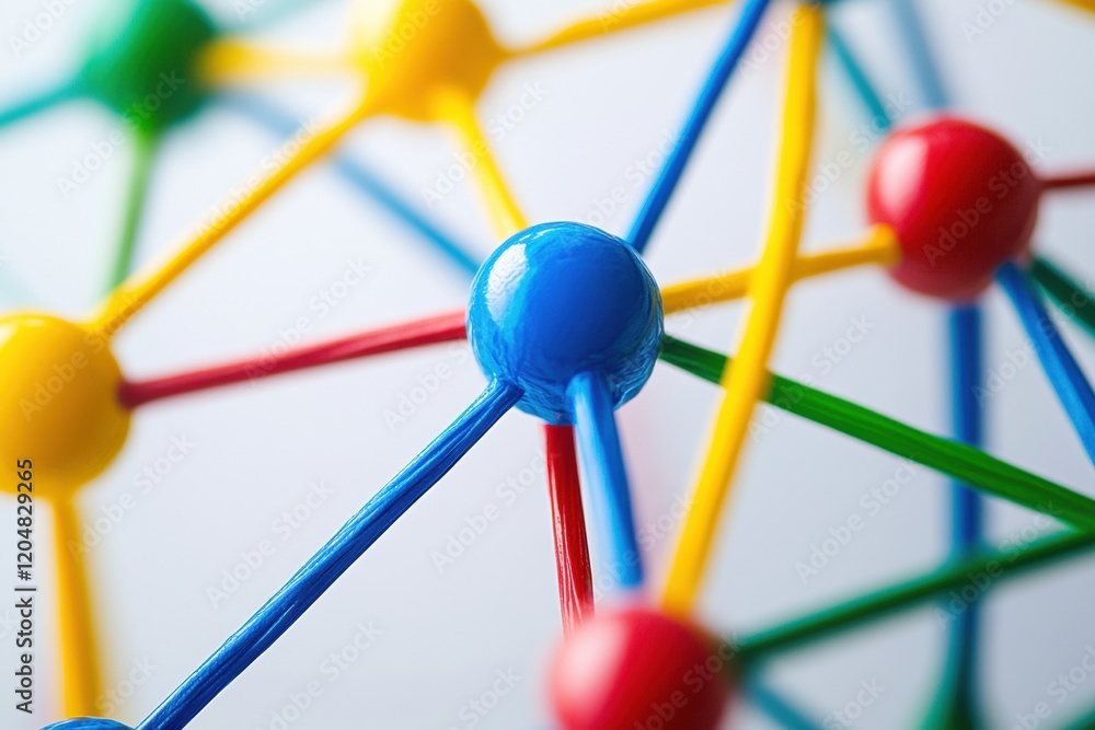Aufkleber colorful connected network of plastic balls and rods illustrating concepts of science and education 