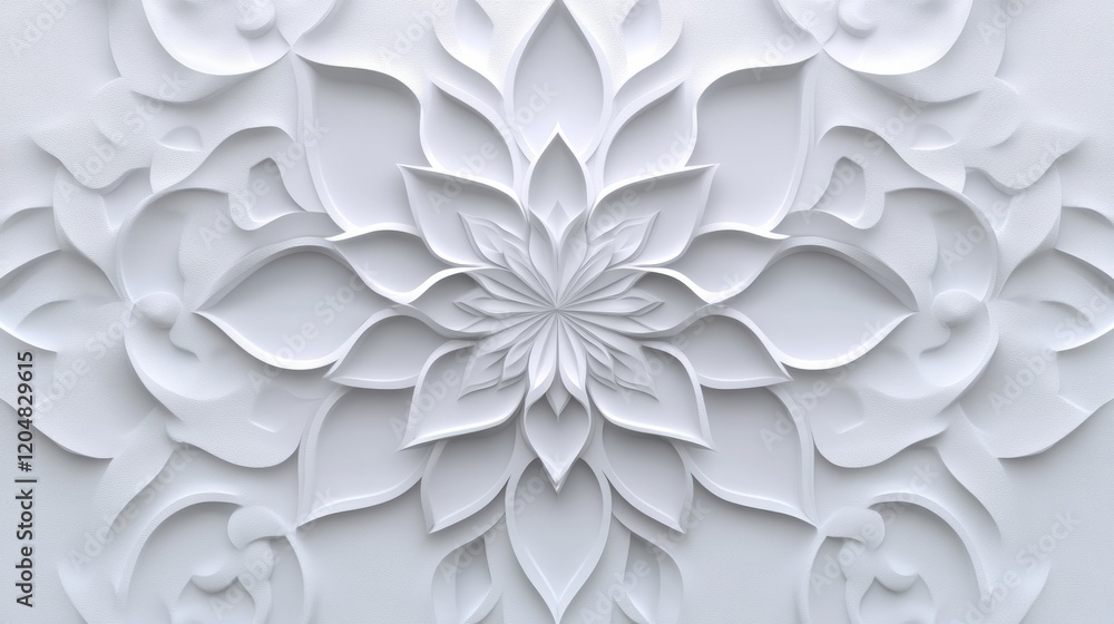 Leinwandbilder intricate white floral design featuring layered petals and swirling patterns on a textured surface. 