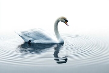 Obraz premium Serene Swan on Tranquil Waters: A Study in Grace and Calm