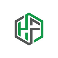 Letter HF Hexagon Logo Concept