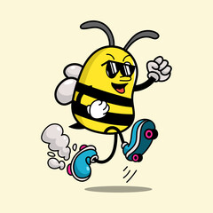 Cute honey bee mascot character vector inspiration with classic style for honey product brand
