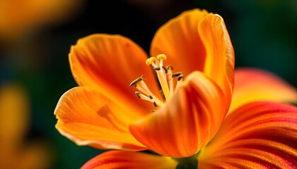 Obraz premium Vibrant Orange Tulip Close-Up: A Macro Photography Delight