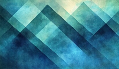 abstract geometric background with blue and green layered triangles in soft watercolor style