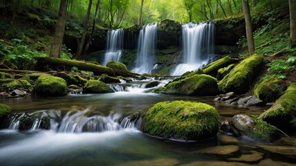 Beautiful forest waterfall