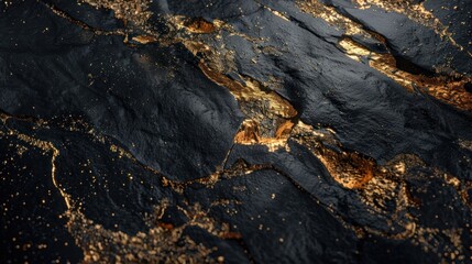 The uneven surface contrasts with the gold color of the abstract, AI-generated image