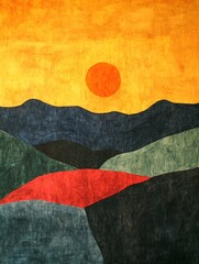 Vibrant hills under a sunset glow.