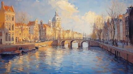 Naklejka premium Ponte Girevole in Taranto Italy Historic Architecture and Modern Cityscape Impressionism Canal View