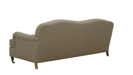 A modern armchair with wooden legs + clipping path. The chair is isolated on a white background. Furniture, interior object, sofa chair.