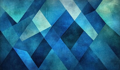 abstract geometric pattern in blue and green watercolor with layered triangles and diffused lighting