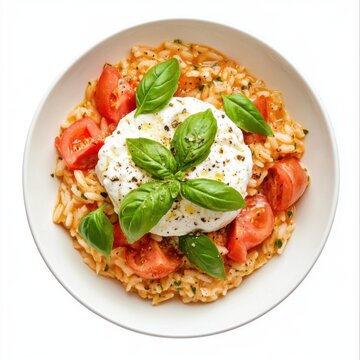 Tomato and Basil Risotto with Fresh Burrata 