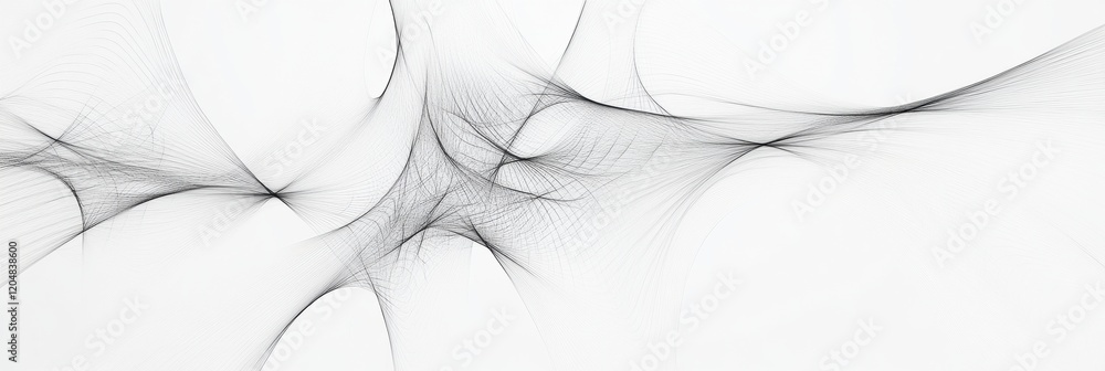 Aufkleber Intricate black lines creating a web like pattern against a white background showcasing artistic design and abstract thinking. Generative AI