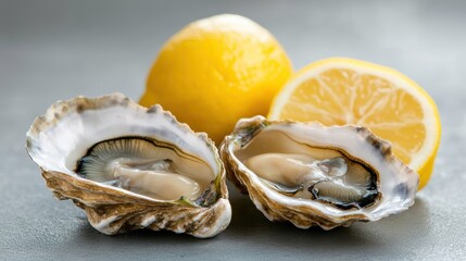 Lemon and half lemon placed on a wooden table with a natural light background
