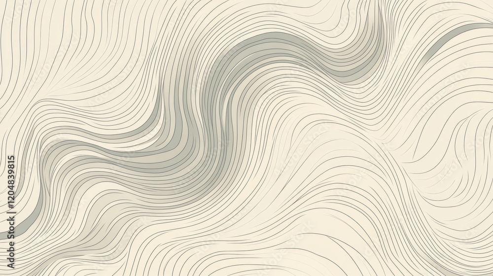 Poster flowing abstract lines create a calming texture with neutral tones for artistic inspiration and desi