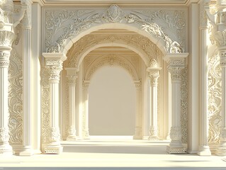 Obraz premium Elegant Archway With Intricate Carved Columns And Walls