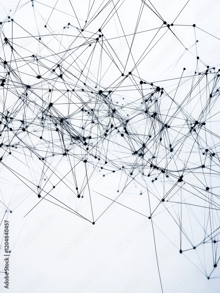 Poster Abstract network of interconnected lines and nodes representing data flow and connections in a digital landscape. Generative AI