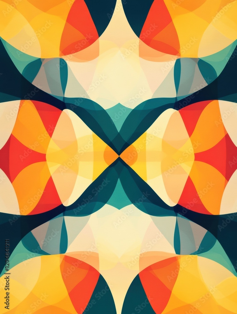 Fototapete Colorful abstract design featuring vibrant shapes and patterns created using digital art techniques. Generative AI
