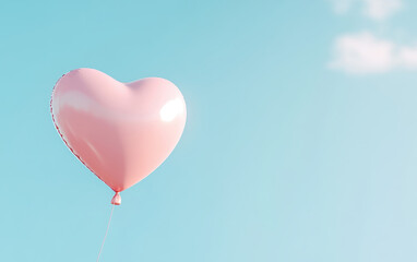 Fototapeta premium heart shaped balloon floats against clear blue sky, evoking joy and love