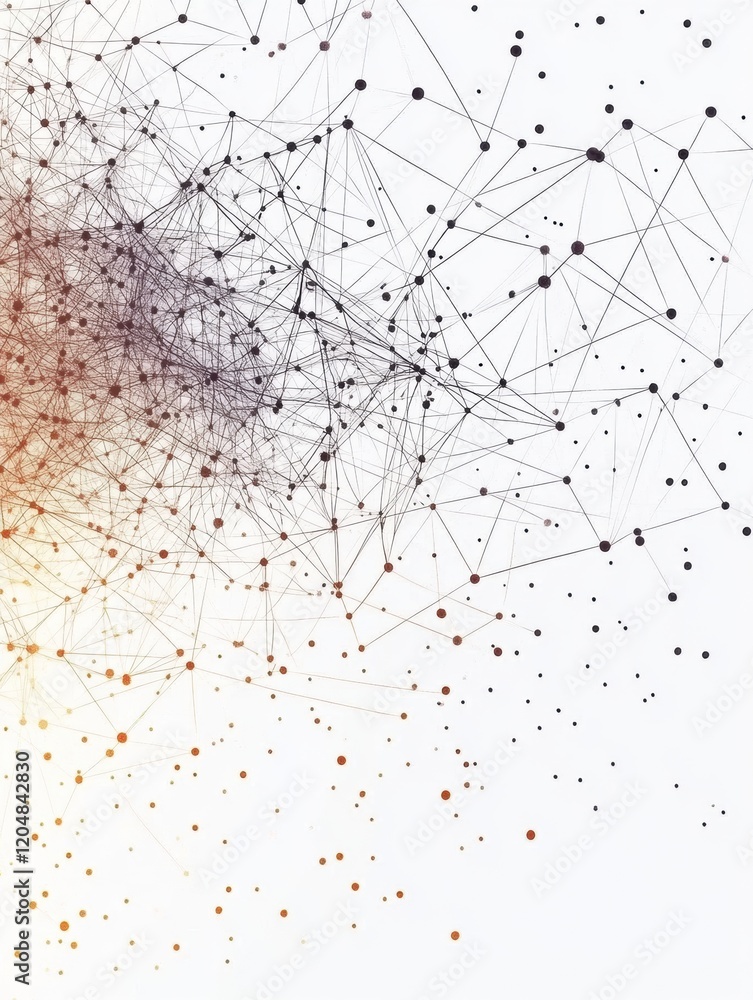 Aufkleber Abstract representation of connections and networks in a digital landscape showcasing intricate patterns and colors. Generative AI