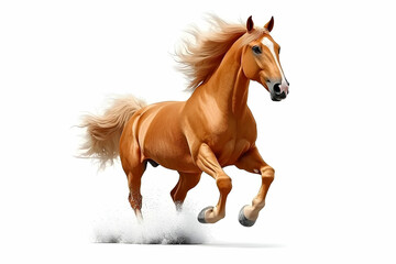 Obraz premium Majestic Running Horse with Flowing Mane on White Background