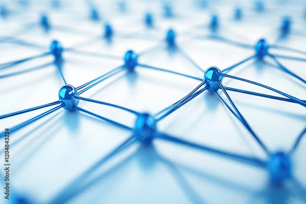 Poster Visualization of interconnected nodes and lines illustrating data networks and technology concepts. Generative AI