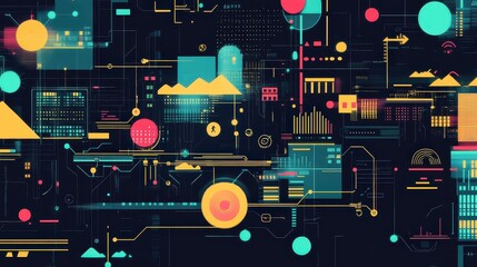 seamless IoT integration flat design top view futuristic theme animation colored pastel