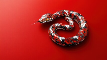 Fototapeta premium Elegant Chinese New Year Artistic Depiction of Snake Zodiac Sign with Floral Details