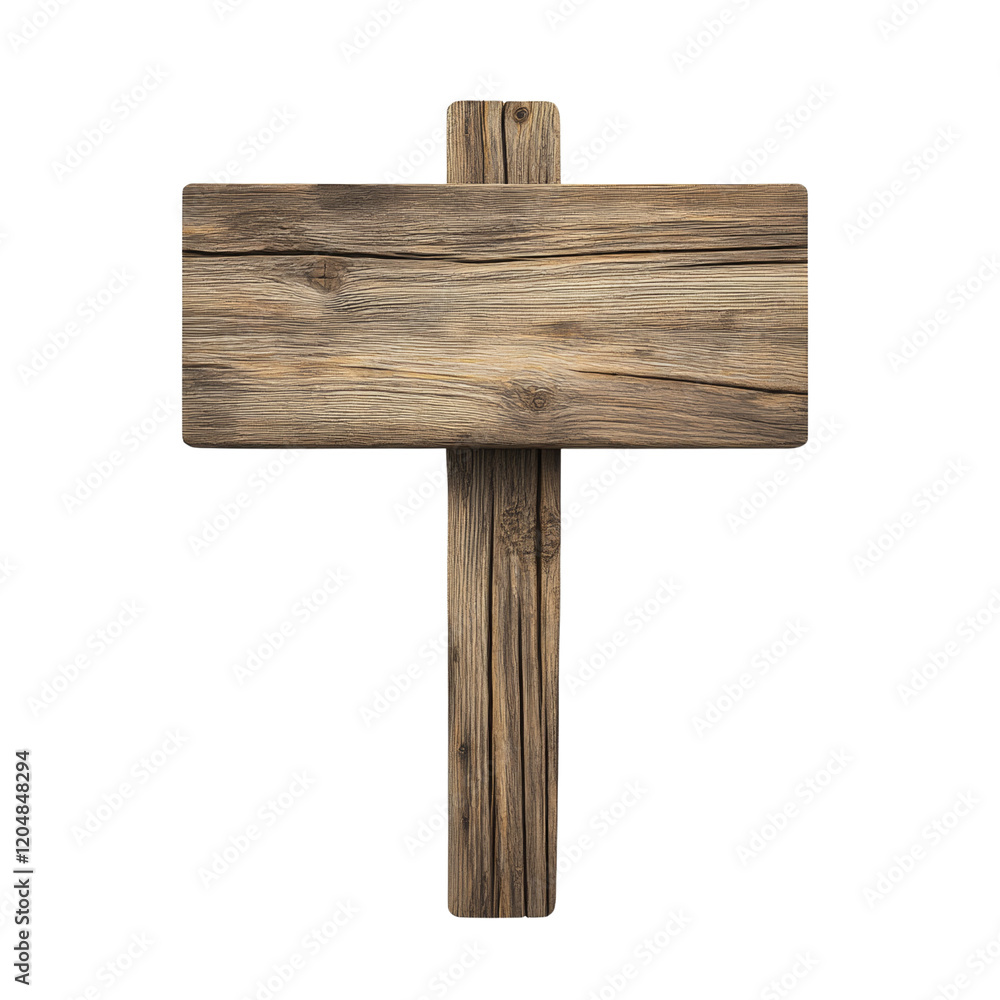 Leinwandbilder a weathered wooden signpost with a blank rectangular space for text or images provides a rustic desi