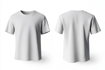 White t-shirt mockup, front and back view, white isolate background.