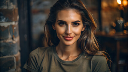 Fototapeta premium Confident Portrait of Eastern European Woman with High Cheekbones and Soft Eyes. Perfect for: Lifestyle branding, beauty campaigns